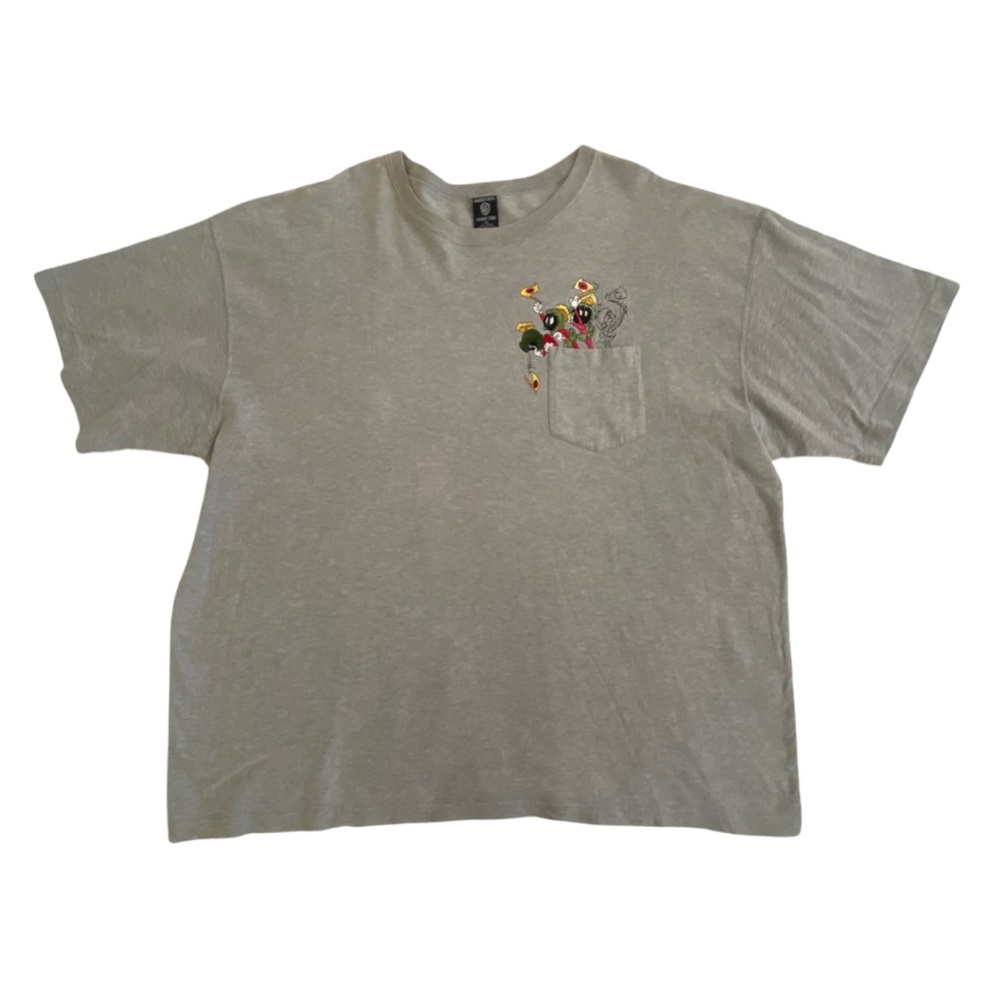 Vintage 1997 Warner Bros Embroidered Pocket T-Shirt Marvin The Martian Cartoon